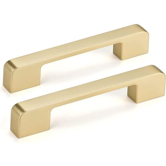 Brushed Gold 4" Cabinet Pulls Hardware Cabinet Handles Gold Dresser Pulls 10pc - Picture 1 of 9